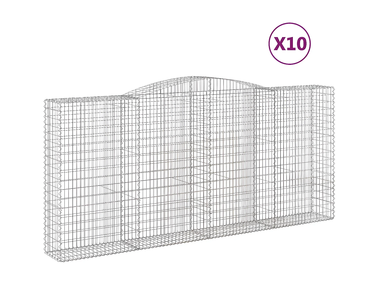 Paniers à gabions arqués 10 pièces 400x50x180/200 cm Fer galvanisé