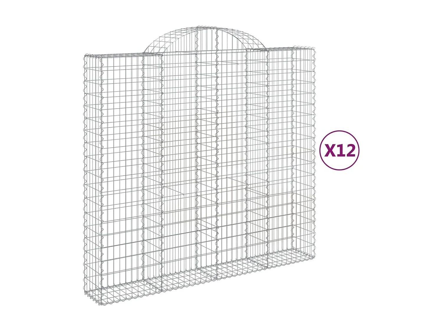Paniers à gabions arqués 12 pièces 200x50x180/200 cm Fer galvanisé