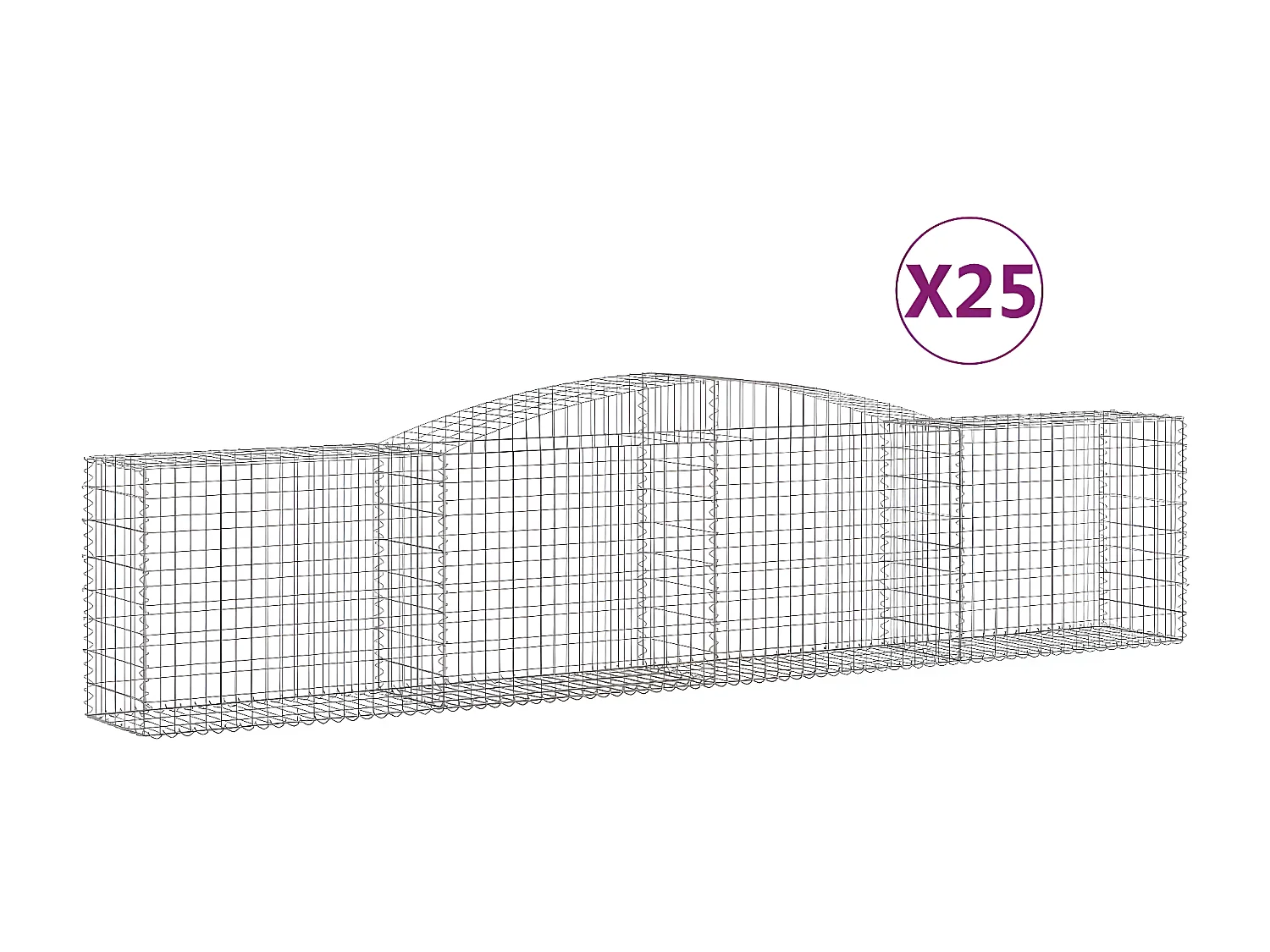 Paniers à gabions arqués 25 pièces 400x50x80/100 cm Fer galvanisé