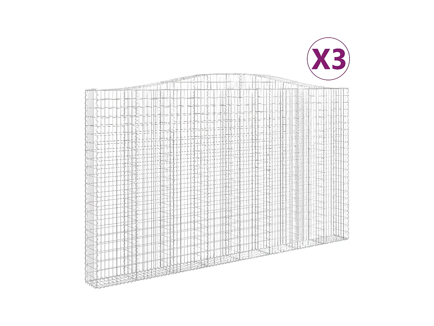 Cestas de gaviones 3 unidades forma de arco hierro 400x30x220/240 cm