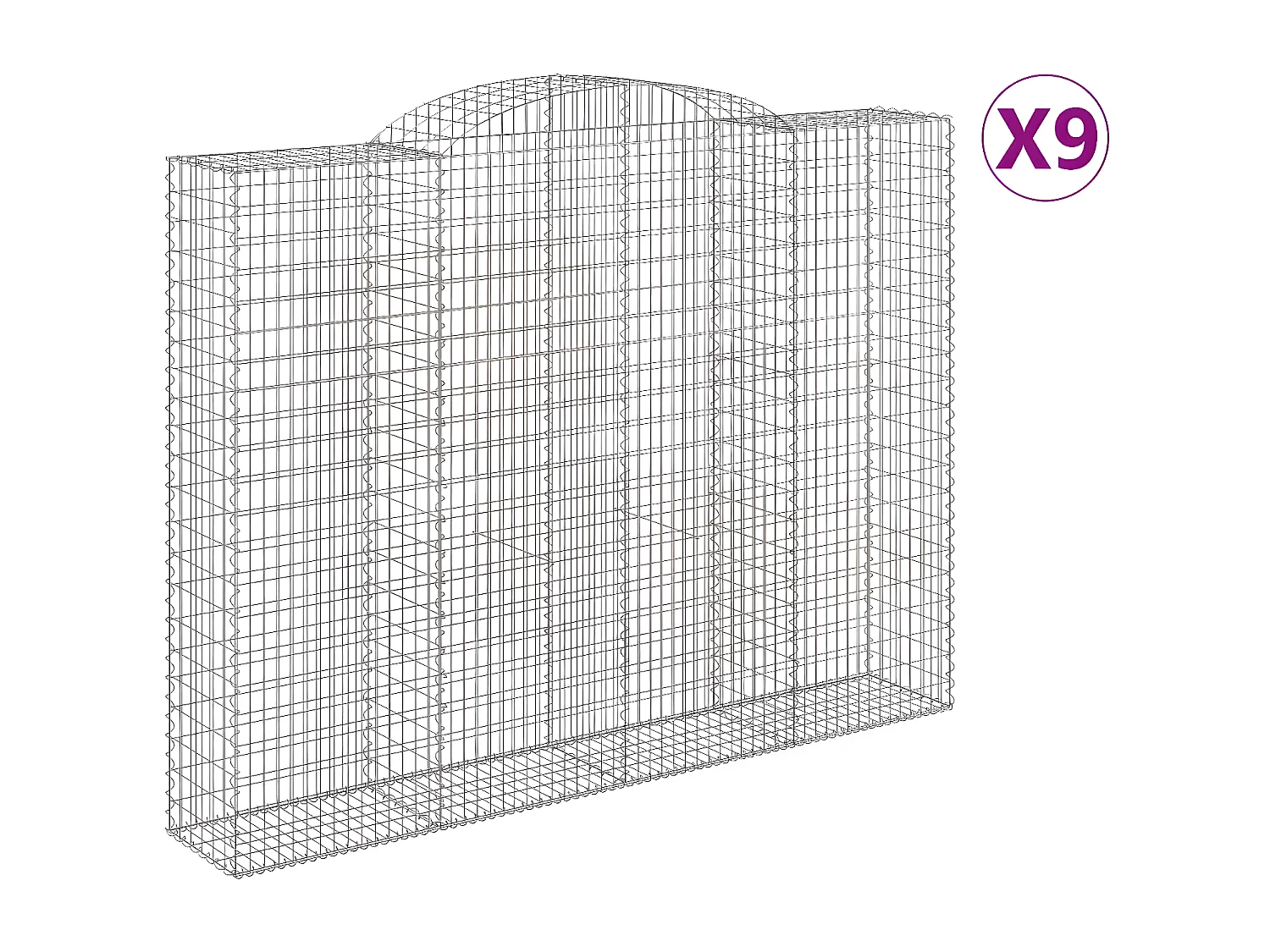 Cestos gabião arqueados 9peças 300x50x220/240cm ferro galvanizado