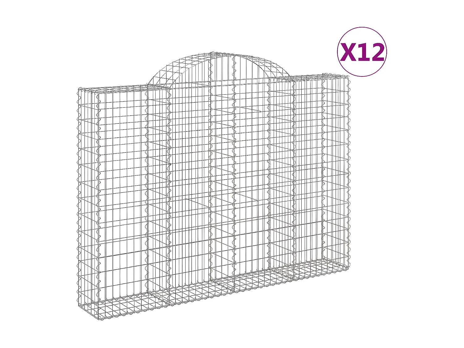 Paniers à gabions arqués 12 pièces 200x30x140/160 cm Fer galvanisé