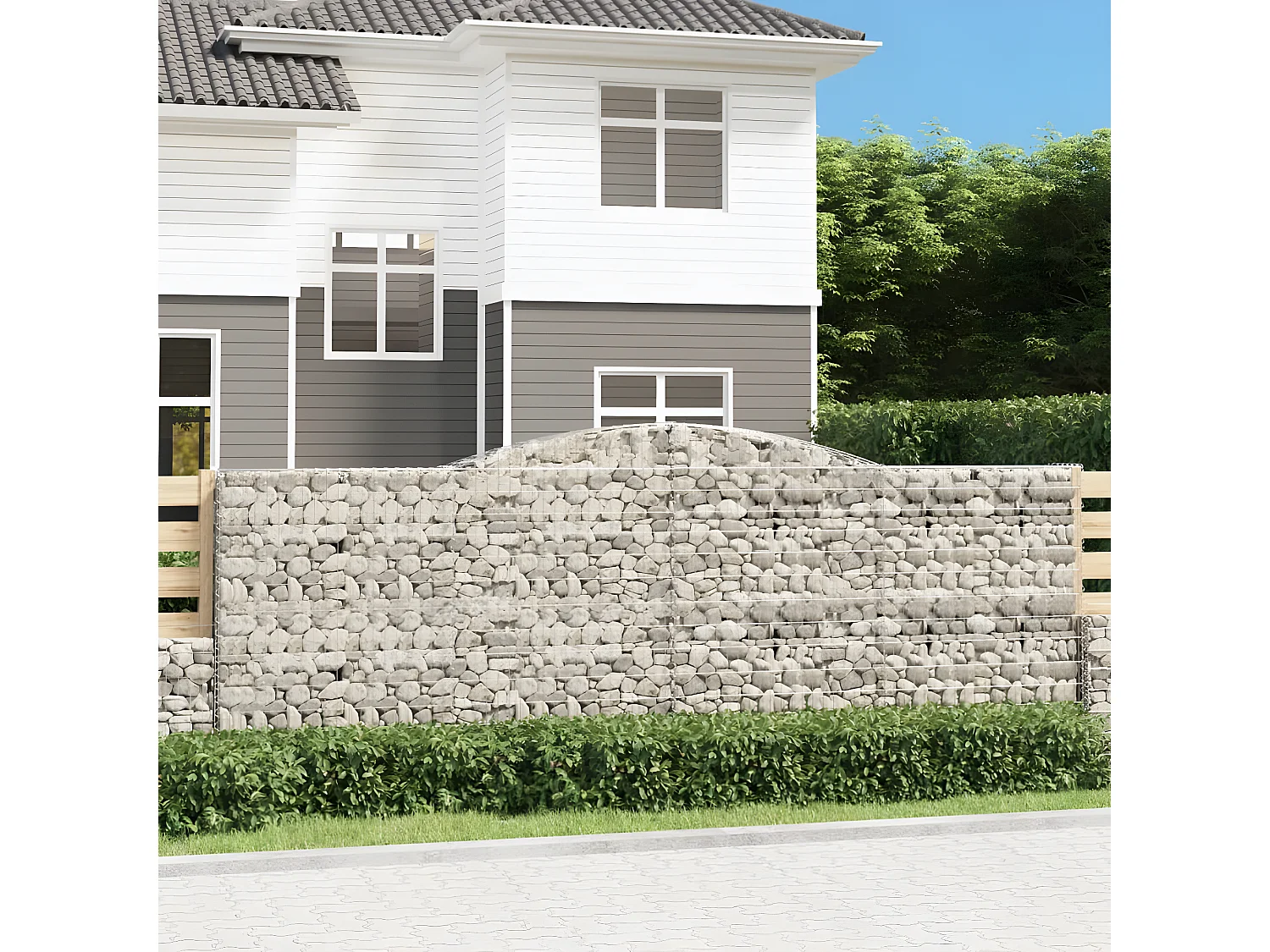 Paniers à gabions arqués 6 pièces 400x30x140/160 cm Fer galvanisé