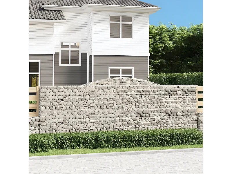 Paniers à gabions arqués 6 pièces 400x30x140/160 cm Fer galvanisé