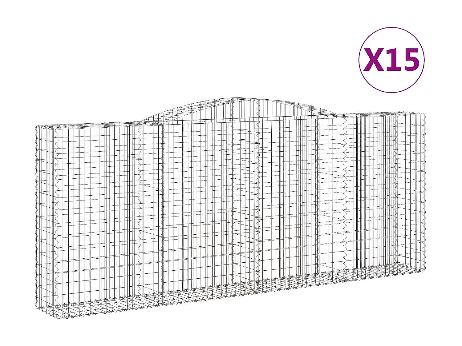 Paniers à gabions arqués 15 pièces 400x50x160/180 cm fer galvanisé