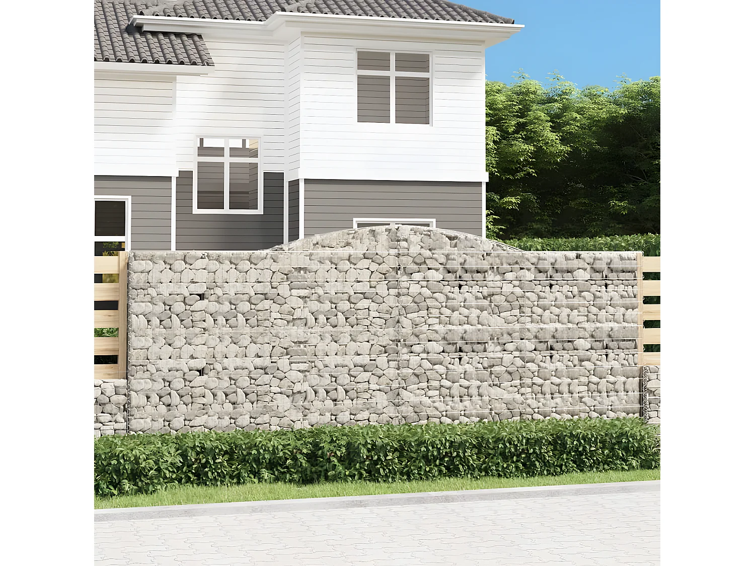 Paniers à gabions arqués 15 pièces 400x50x160/180 cm fer galvanisé