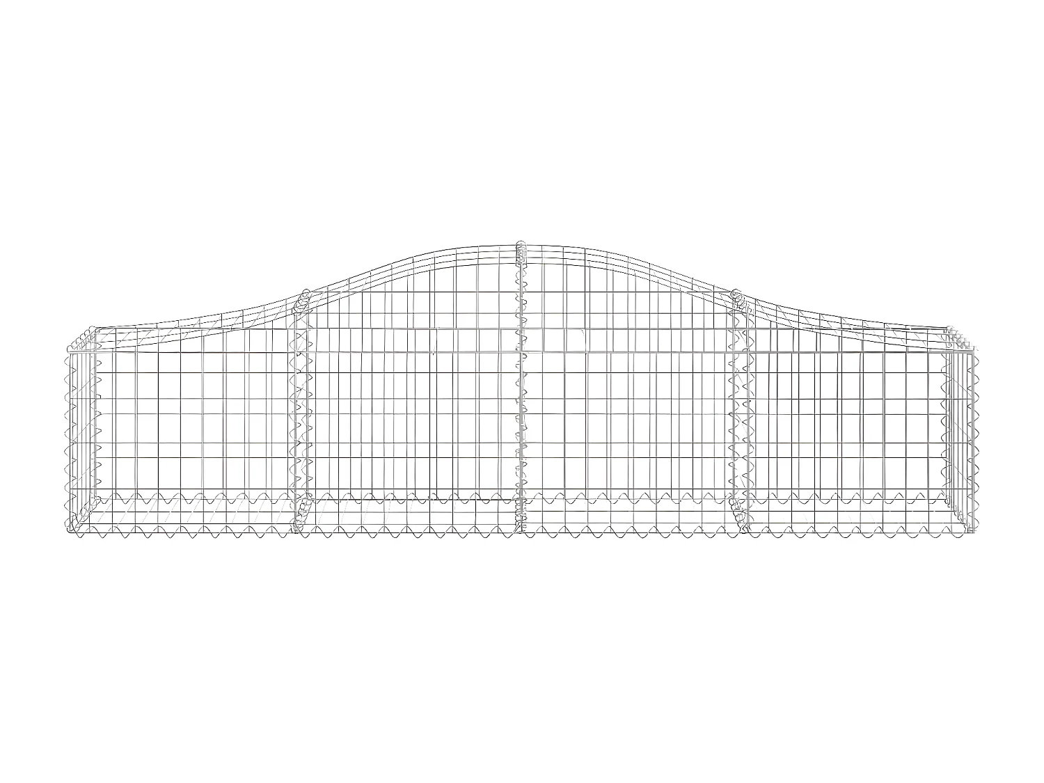 Paniers à gabions arqués 3 pièces 200x30x40/60 cm Fer galvanisé