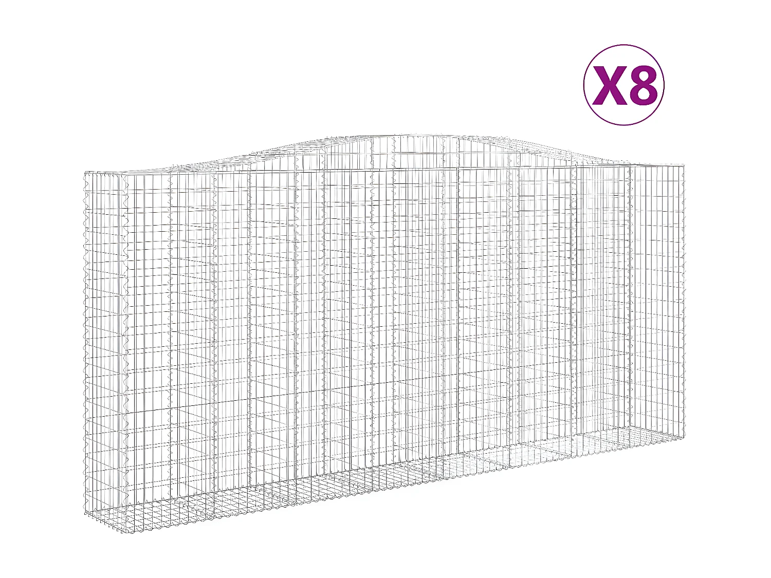 Cestos gabião arqueados 8peças 400x50x180/200cm ferro galvanizado