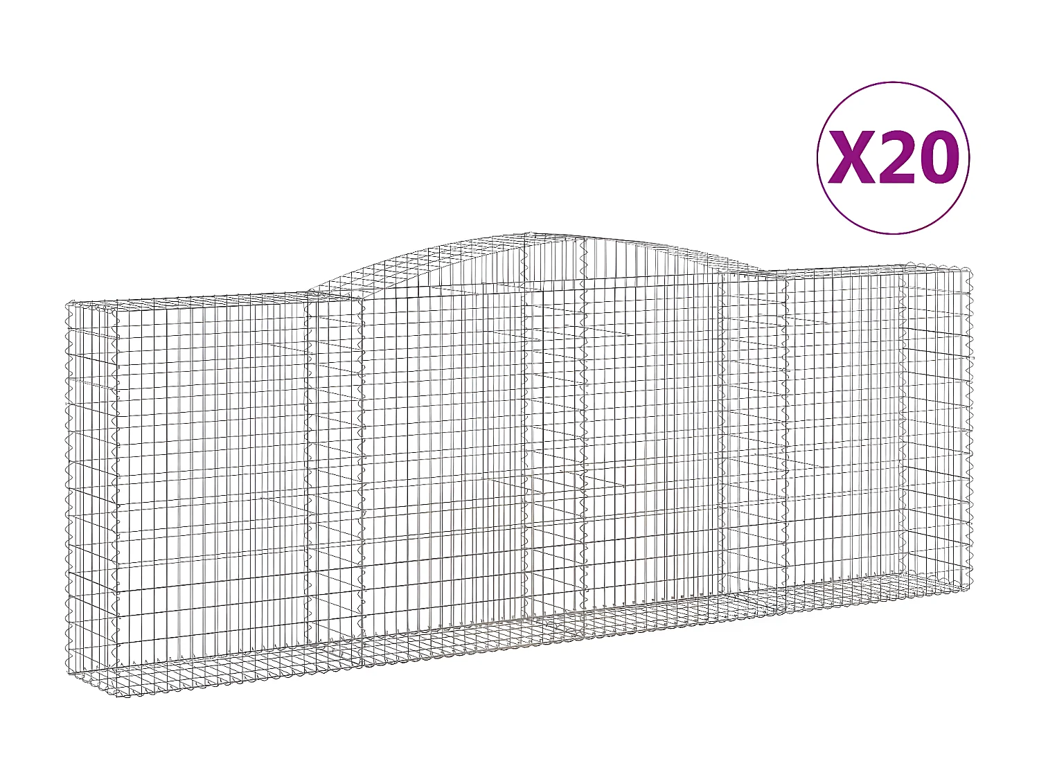 Paniers à gabions arqués 20 pièces 400x50x140/160 cm Fer galvanisé