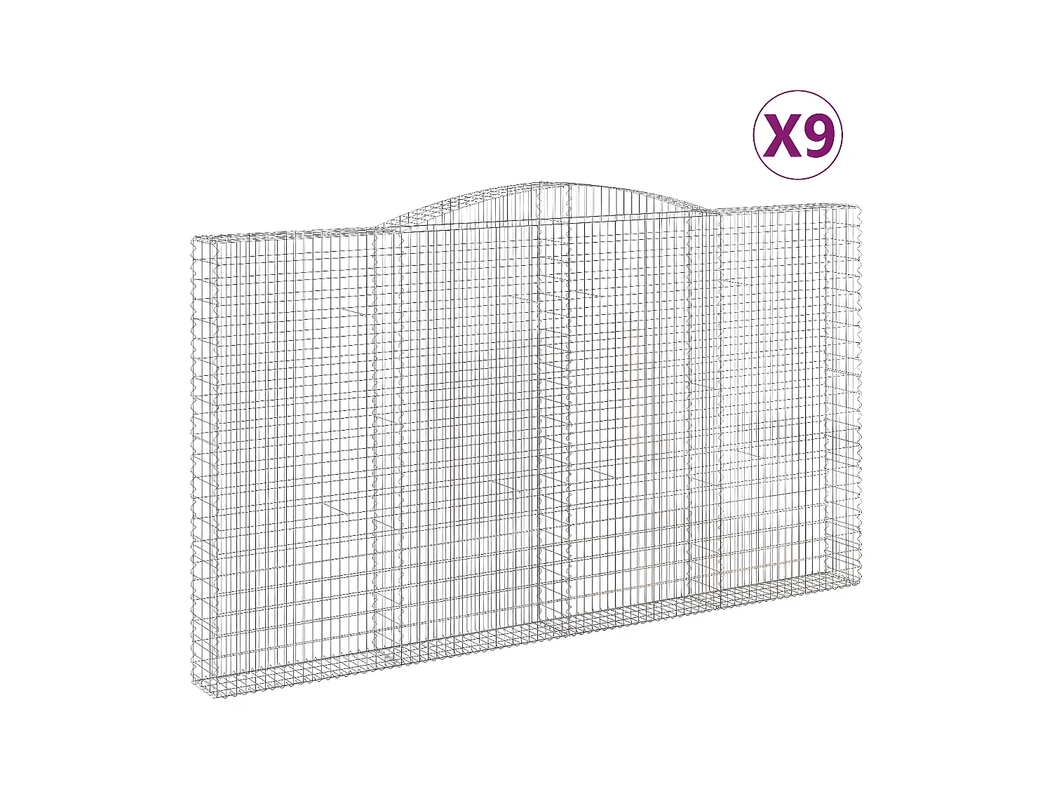 Paniers à gabions arqués 9 pièces 400x30x220/240 cm Fer galvanisé
