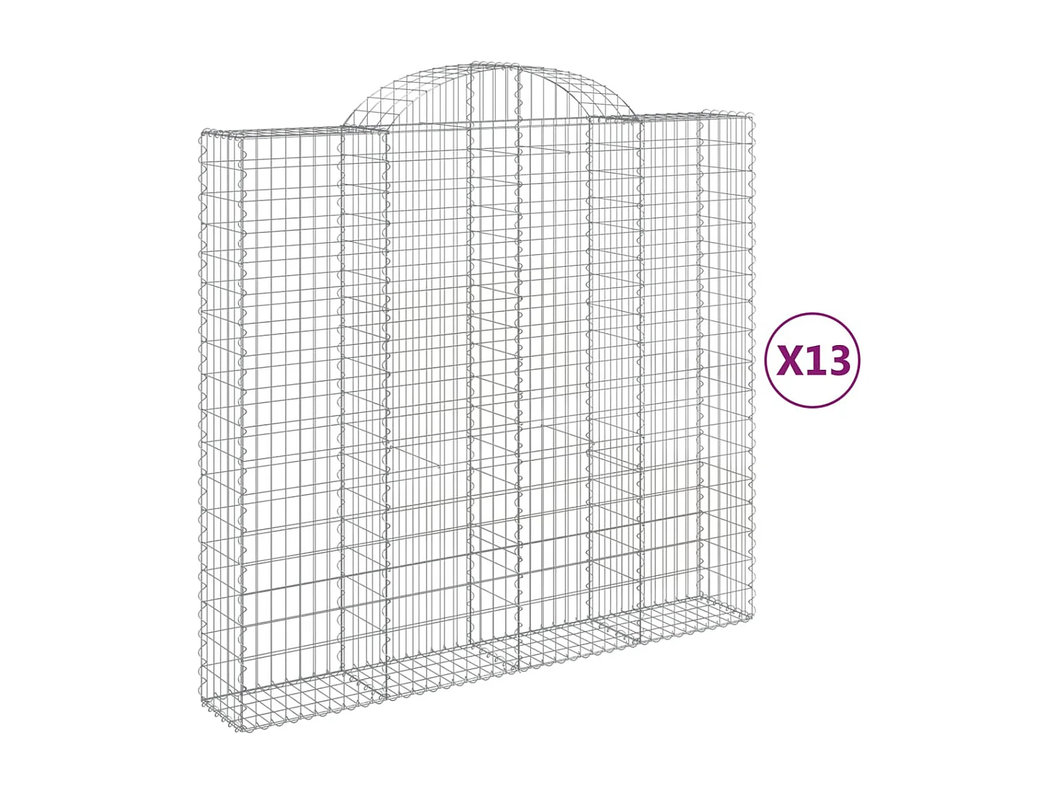 Cestos gabião arqueados 13 peças 200x50x180/200 ferro galvanizado