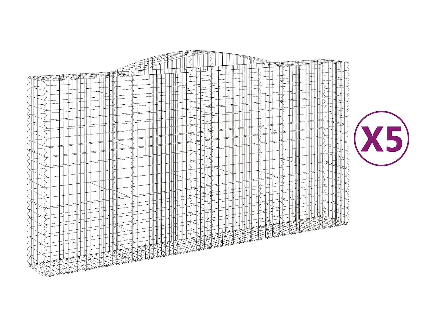 Paniers à gabions arqués 5 pièces 400x50x200/220 cm Fer galvanisé