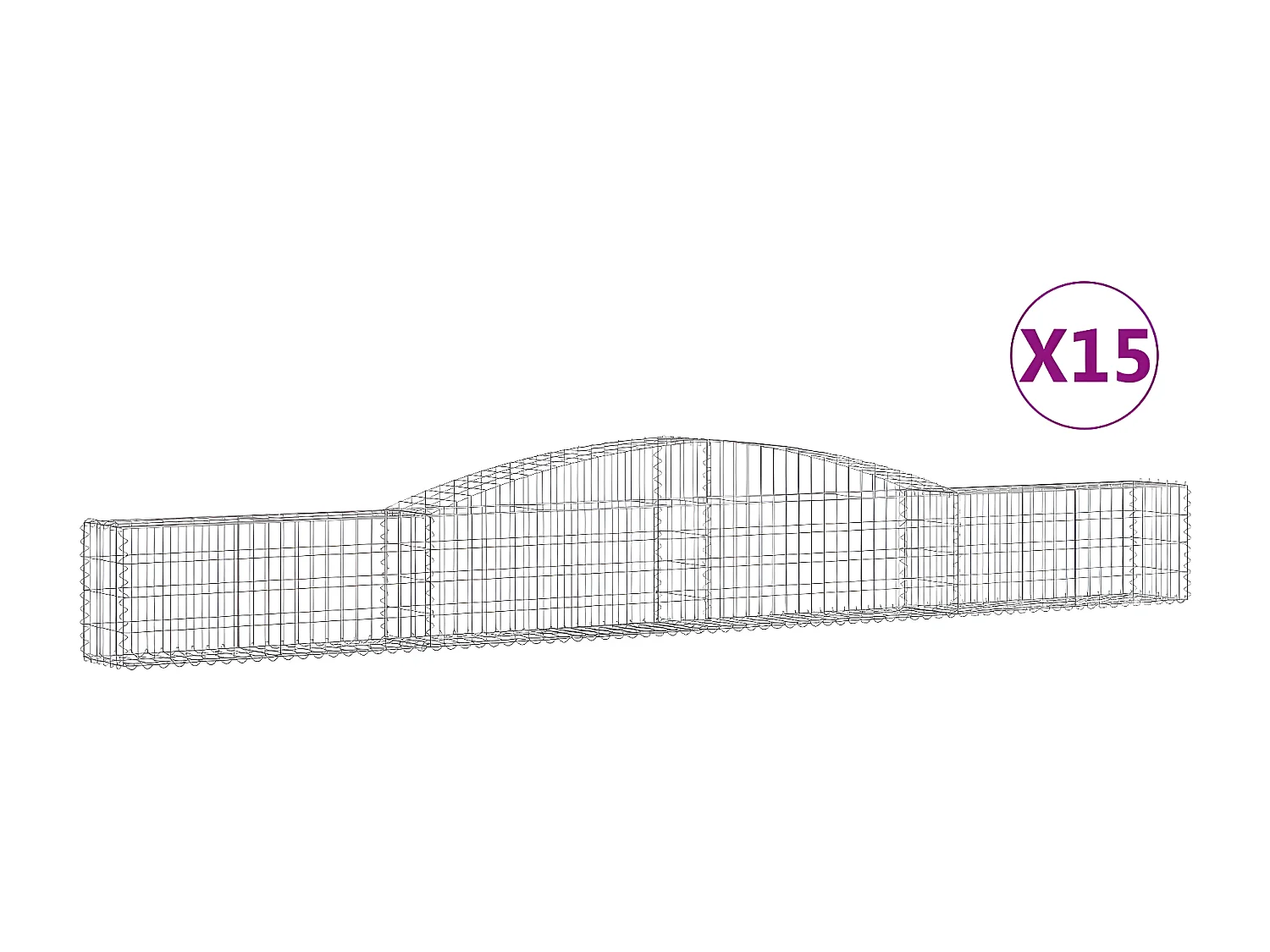 Cestas de gaviones 15 unidades forma de arco hierro 400x30x40/60 cm