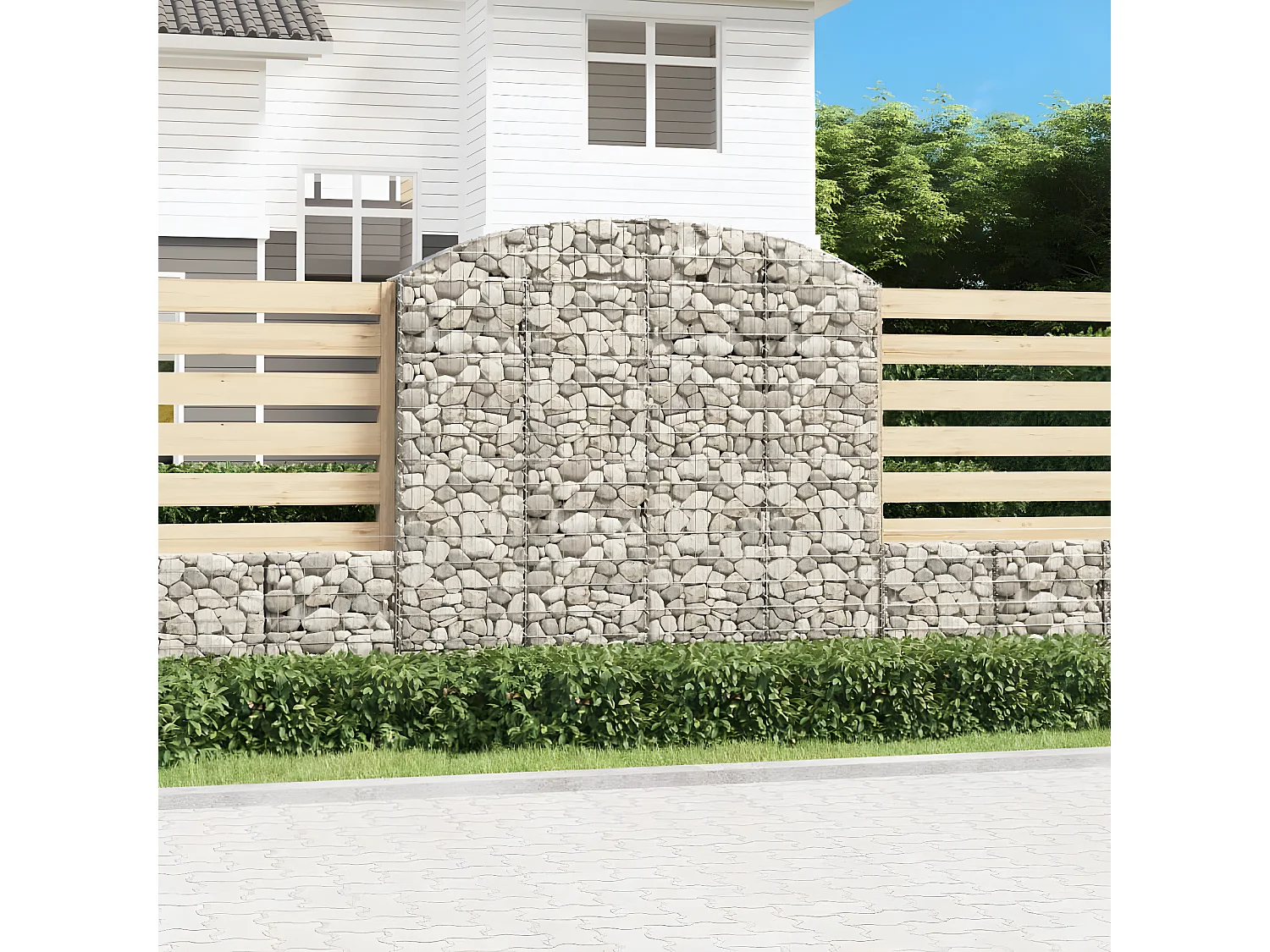 Panier de gabions arqué 200x30x180/200 cm Fer galvanisé