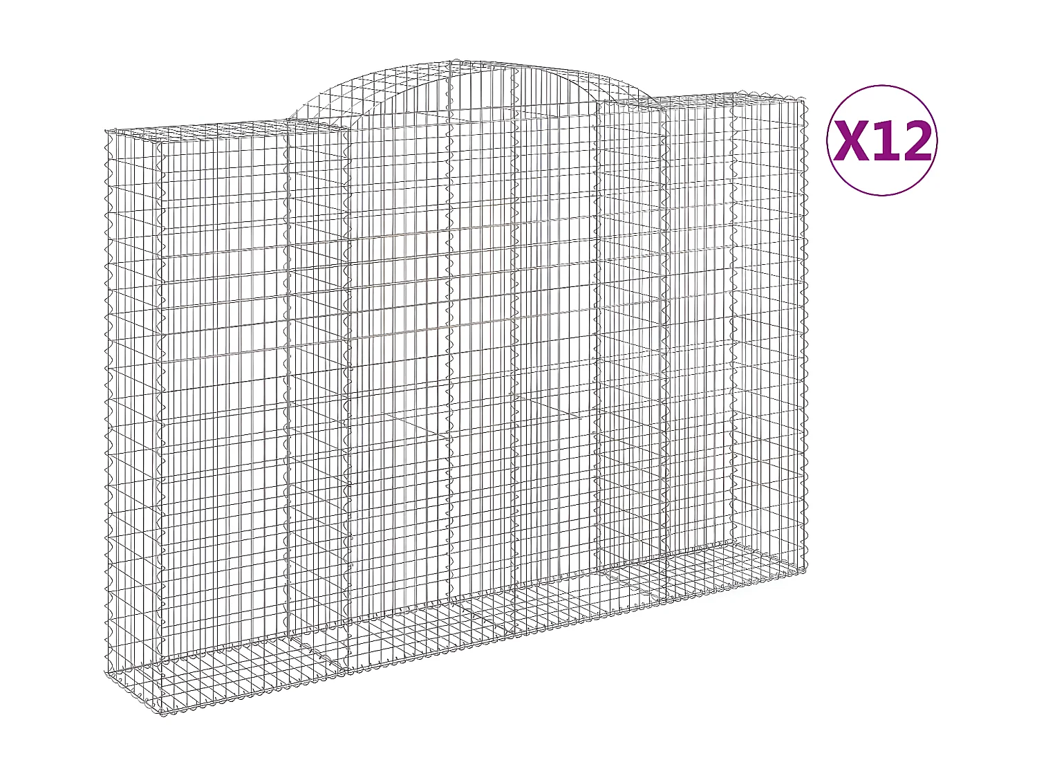 Paniers à gabions arqués 12 pièces 300x50x200/220 cm Fer galvanisé