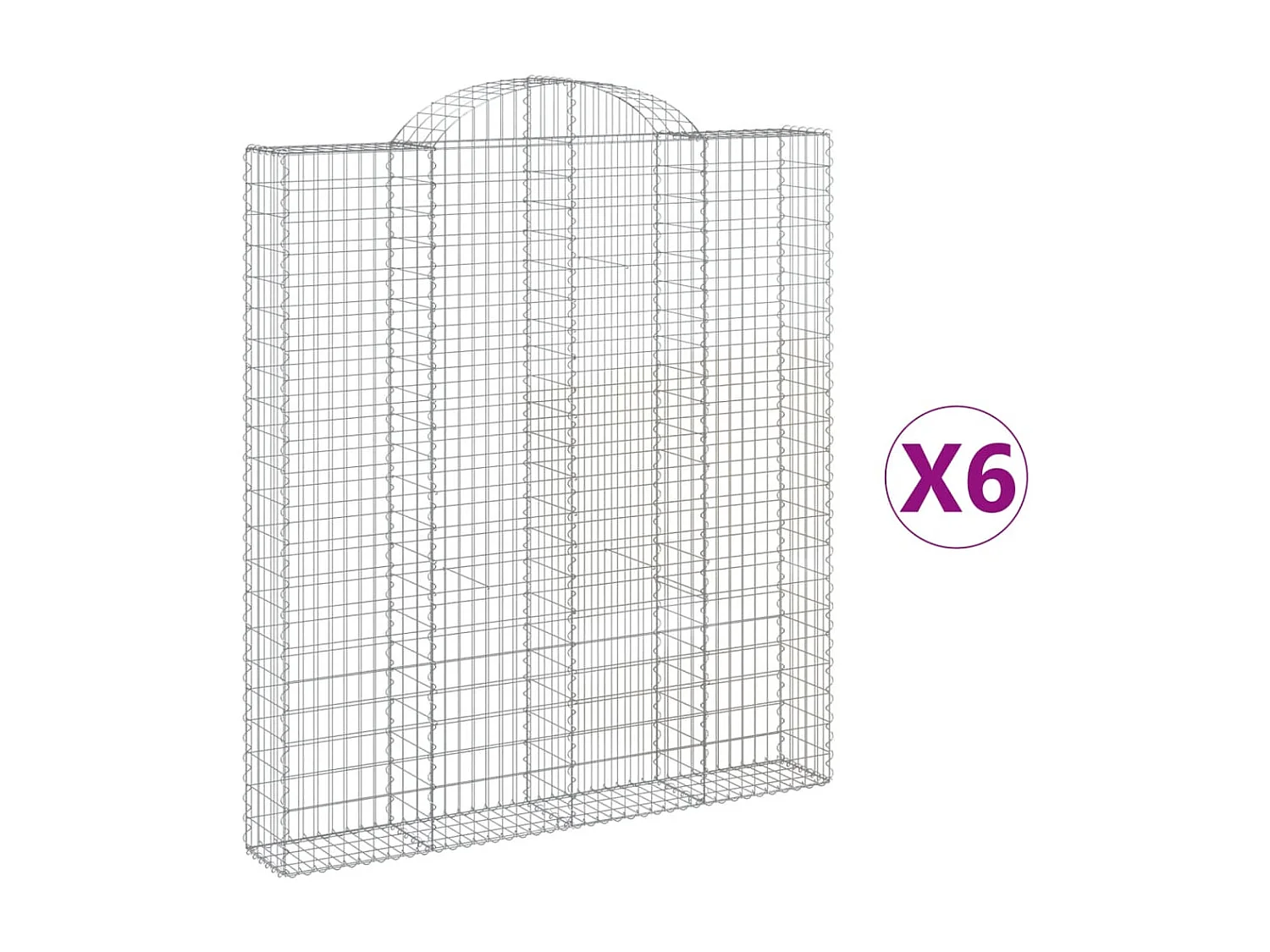 Paniers à gabions arqués 6 pièces 200x30x220/240 cm fer galvanisé