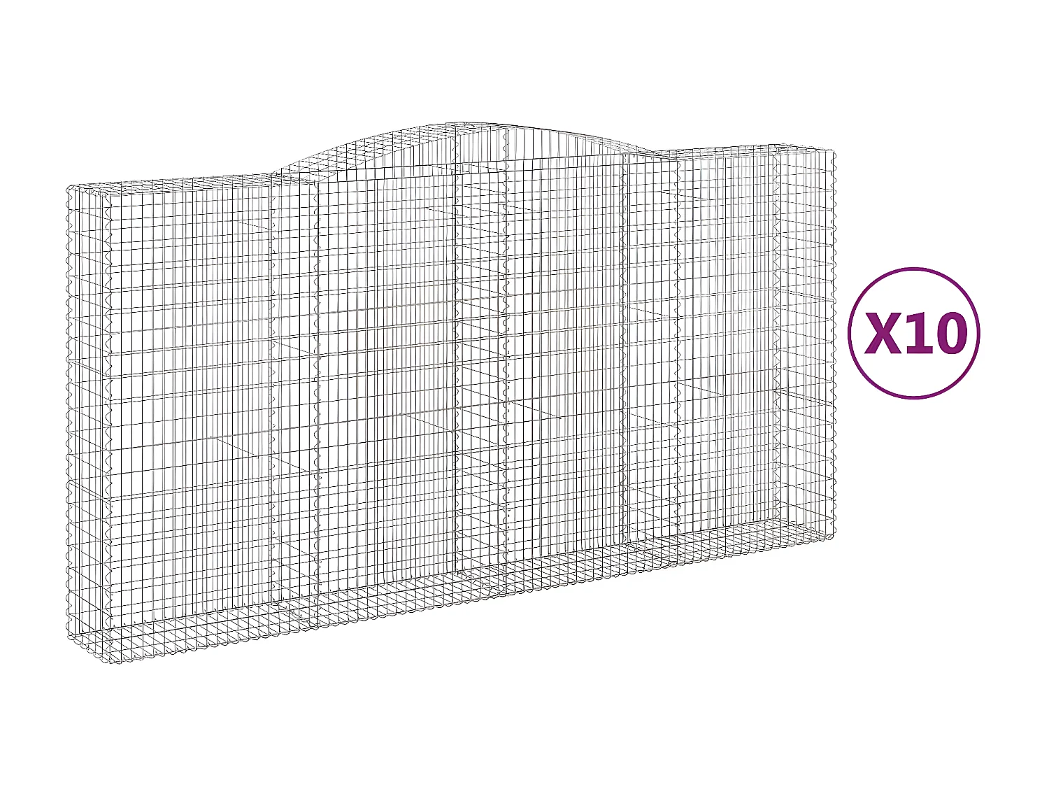 Paniers à gabions arqués 10 pièces 400x50x200/220 cm Fer galvanisé