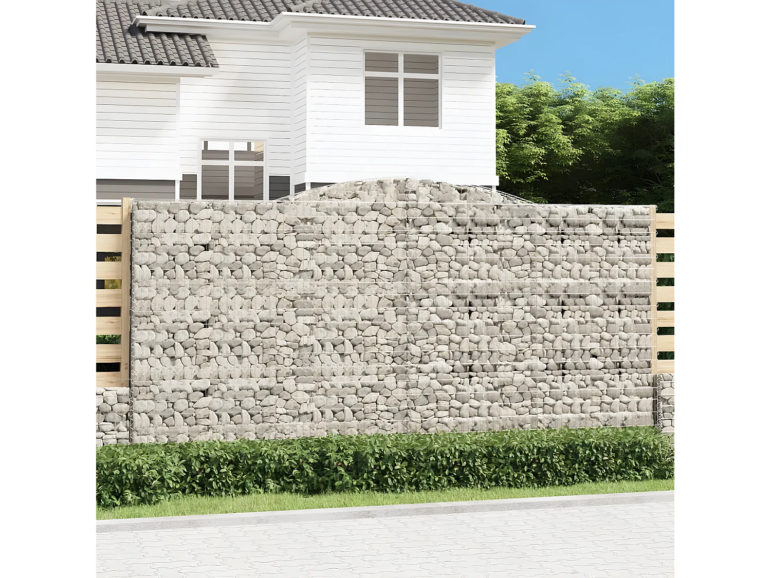 Paniers à gabions arqués 10 pièces 400x50x200/220 cm Fer galvanisé