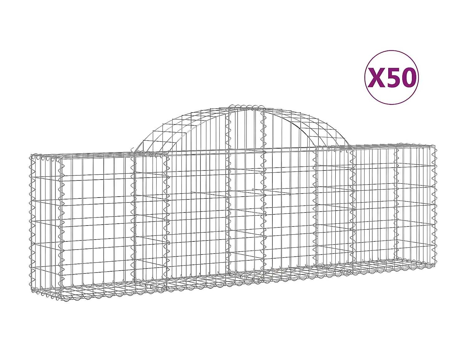Cestos gabião arqueados 50peças 200x30x60/80 cm ferro galvanizado