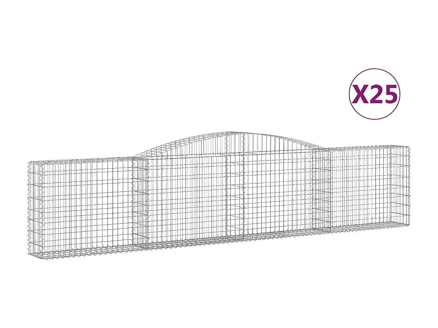 Paniers à gabions arqués 25 pièces 400x30x80/100 cm Fer galvanisé