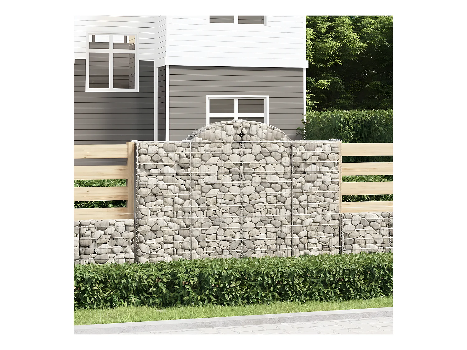 Paniers à gabions arqués 3 pièces 200x30x140/160 cm Fer galvanisé