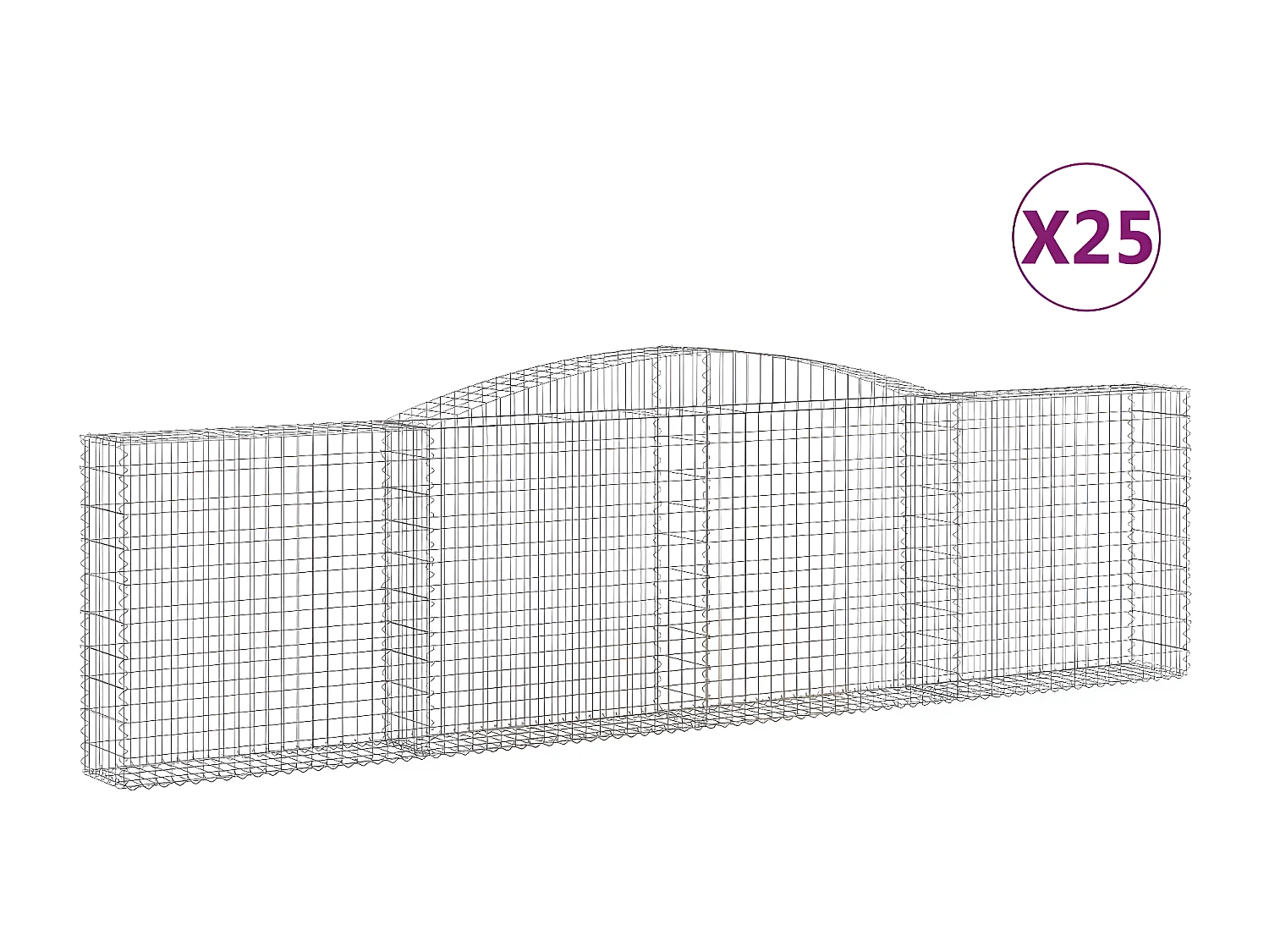 Cestos gabião arqueados 25 peças 400x30x100/120 ferro galvanizado