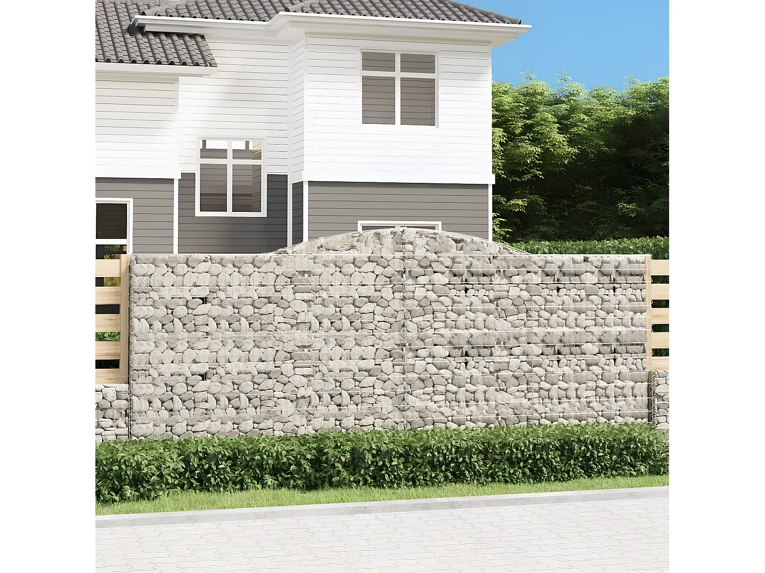 Paniers à gabions arqués 5 pièces 400x30x160/180 cm Fer galvanisé