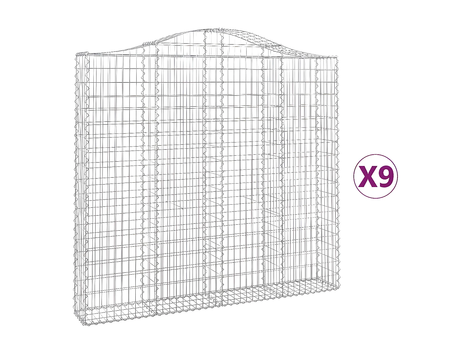 Paniers à gabions arqués 9 pièces 200x30x180/200 cm Fer galvanisé