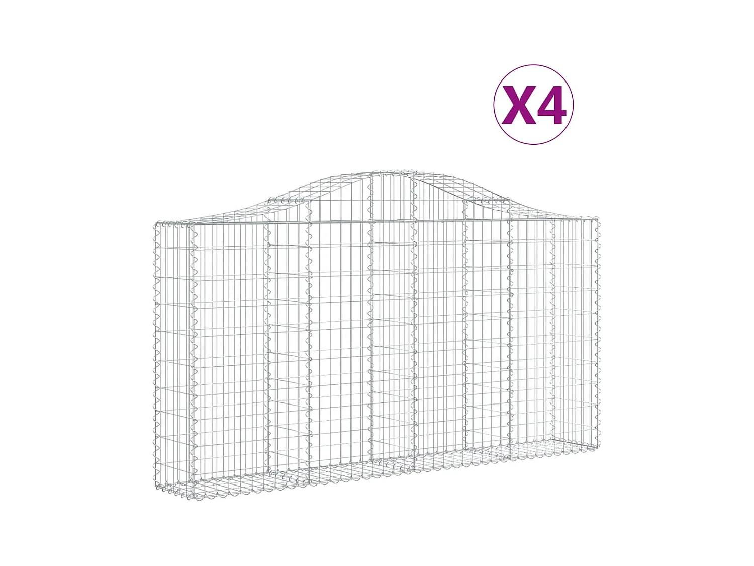 Cestas de gaviones 4 unidades forma de arco hierro 200x30x100/120 cm