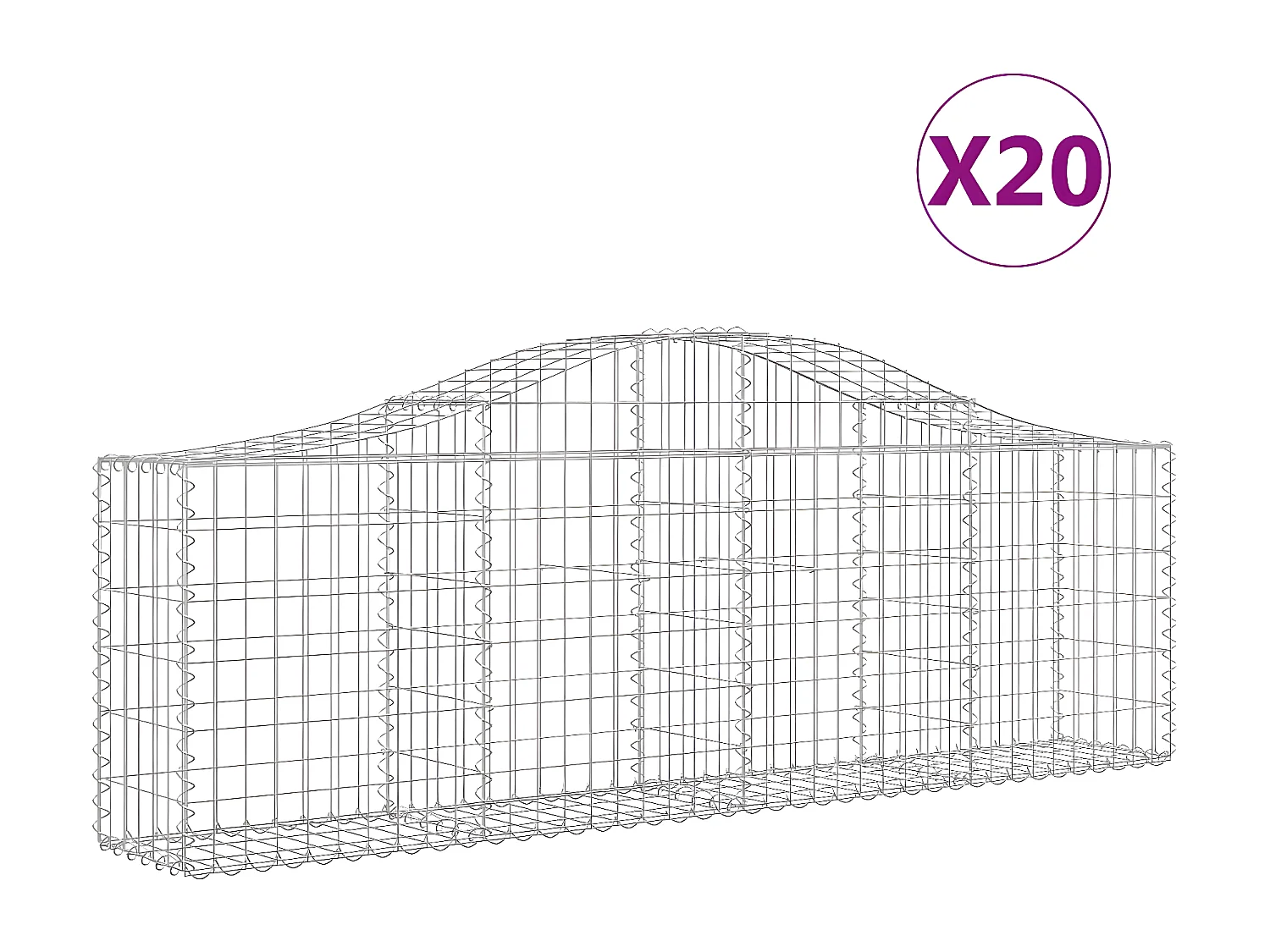 Cestas de gaviones 20 unidades forma de arco hierro 200x30x60/80 cm