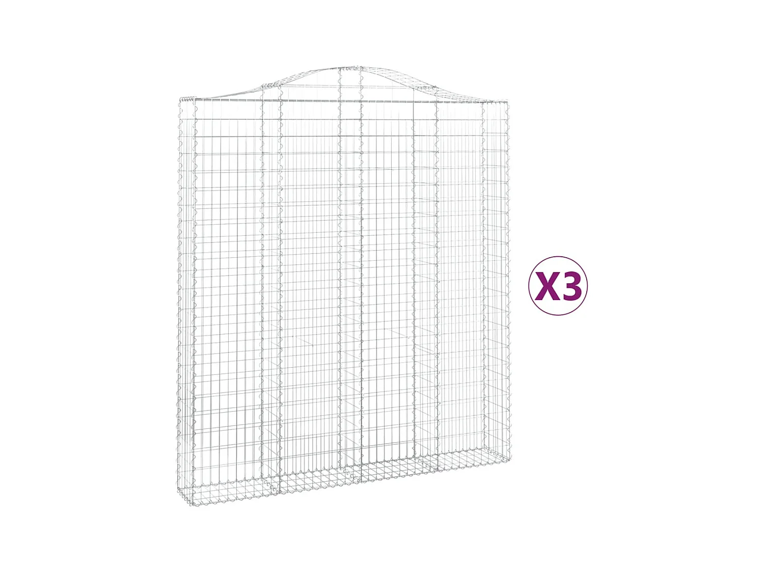 Paniers à gabions arqués 3 pièces 200x30x220/240 cm fer galvanisé