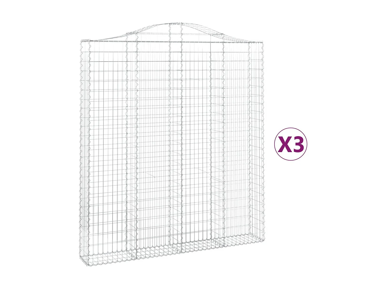 Paniers à gabions arqués 3 pièces 200x30x220/240 cm fer galvanisé