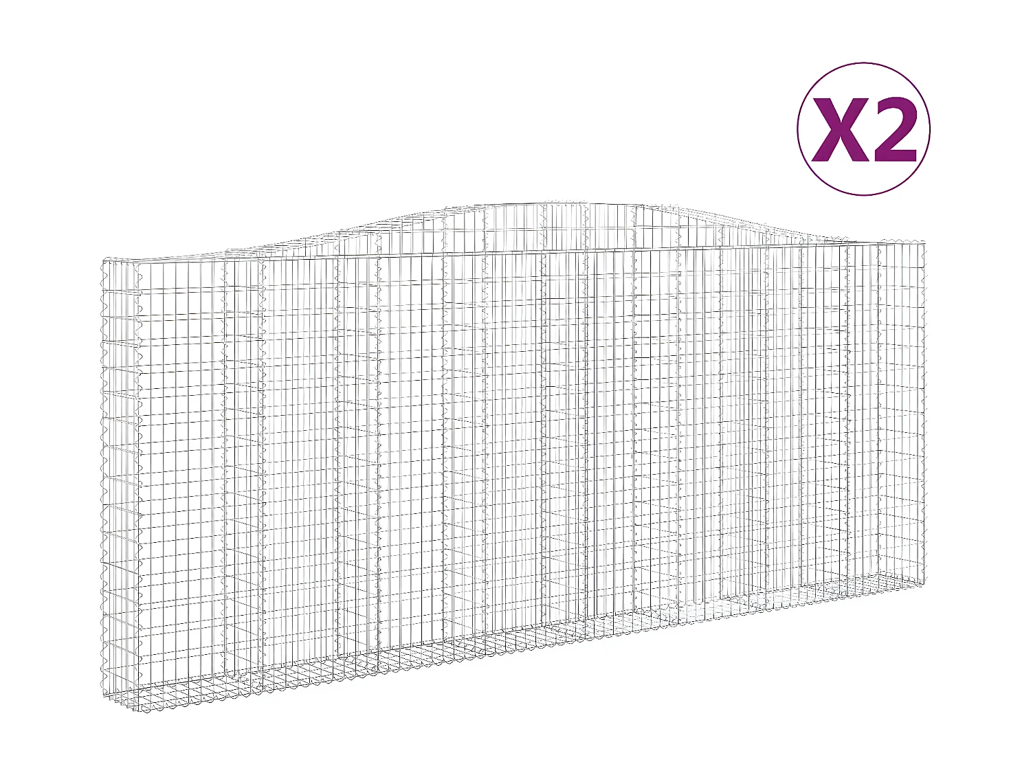 Paniers à gabions arqués 2 pièces 400x30x160/180 cm Fer galvanisé