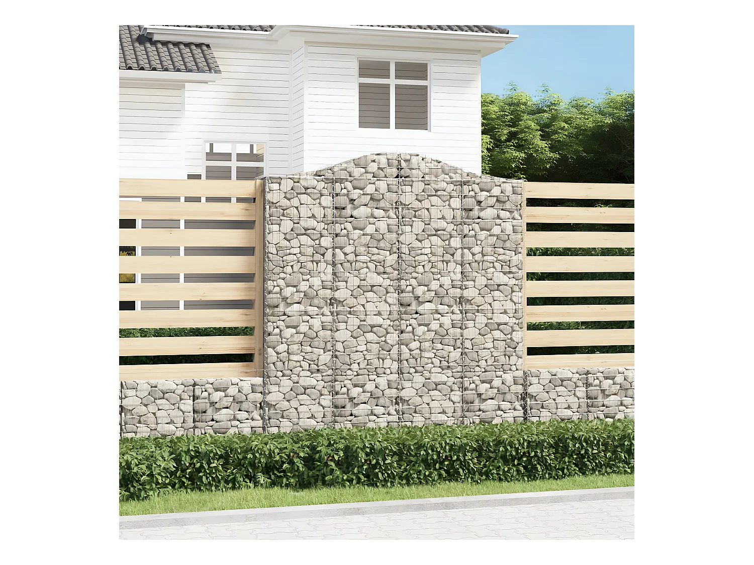 Cestas de gaviones 2 unidades forma de arco hierro 200x50x220/240 cm