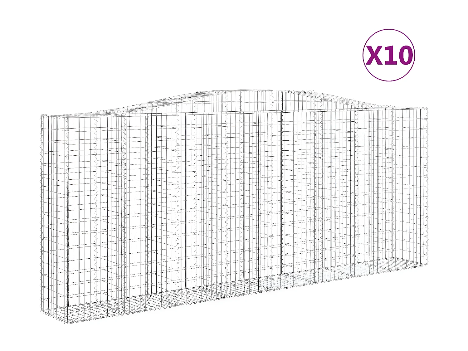 Paniers à gabions arqués 10 pièces 400x50x160/180 cm fer galvanisé
