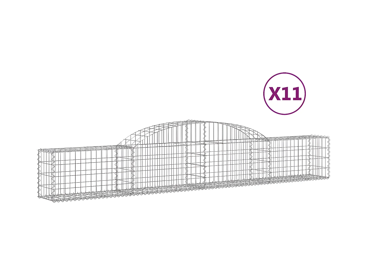 Paniers à gabions arqués 11 pièces 300x30x40/60 cm fer galvanisé