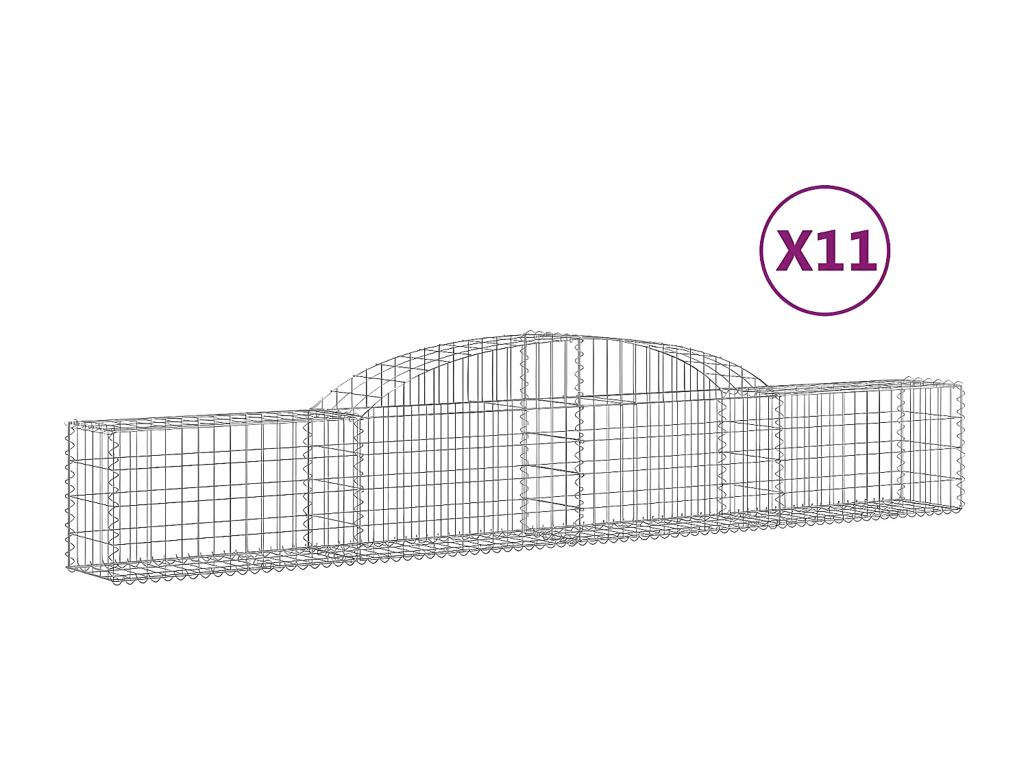 Cestos gabião arqueados 11peças 300x30x40/60 cm ferro galvanizado