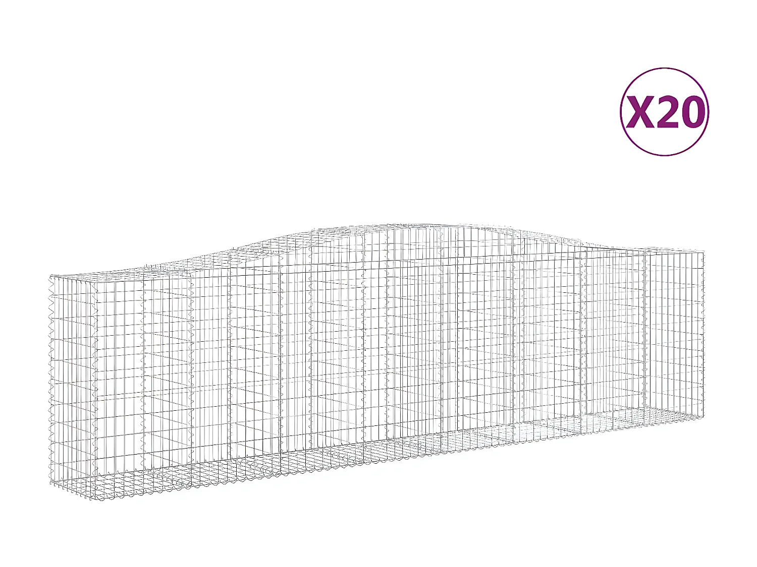 Cestos gabião arqueados 20 peças 400x50x100/120 ferro galvanizado