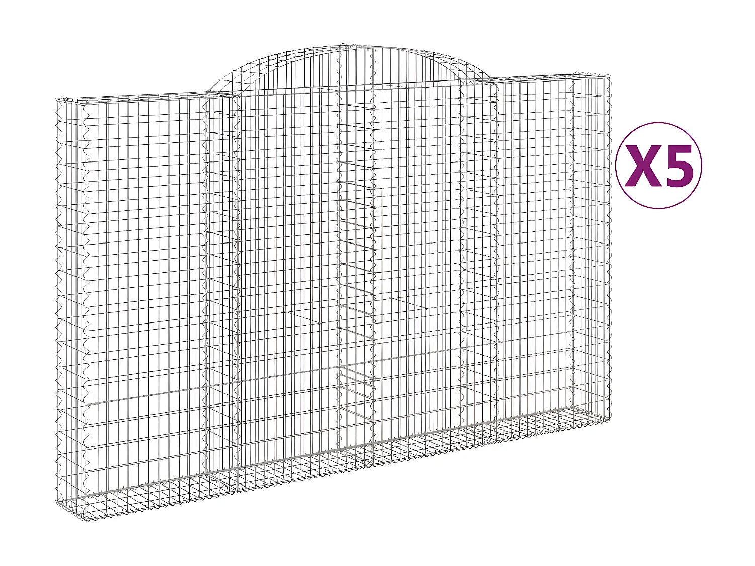 Paniers à gabions arqués 5 pièces 300x30x180/200 cm fer galvanisé