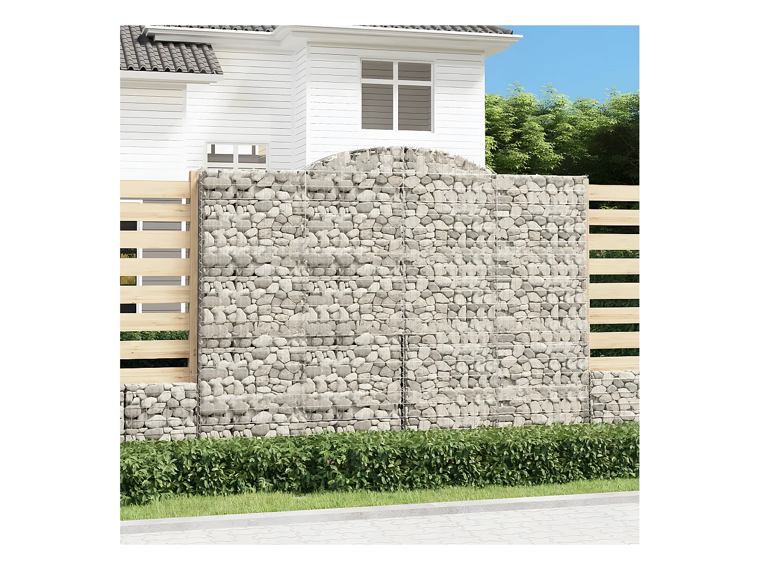 Panier de gabions arqué 300x30x220/240 cm Fer galvanisé