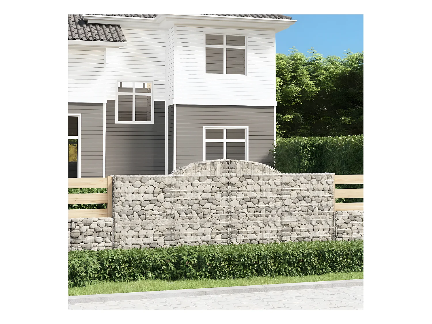 Paniers à gabions arqués 2 pièces 300x30x120/140 cm fer galvanisé