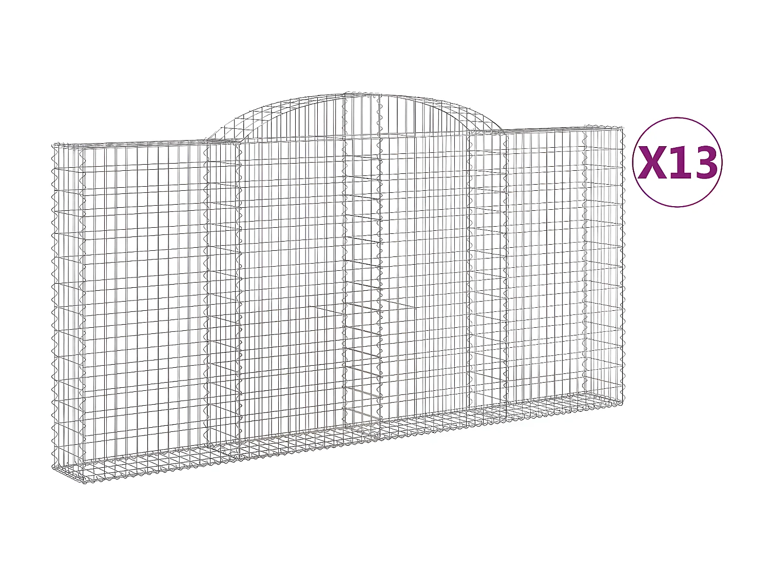 Paniers à gabions arqués 13 pièces 300x30x140/160 cm fer galvanisé