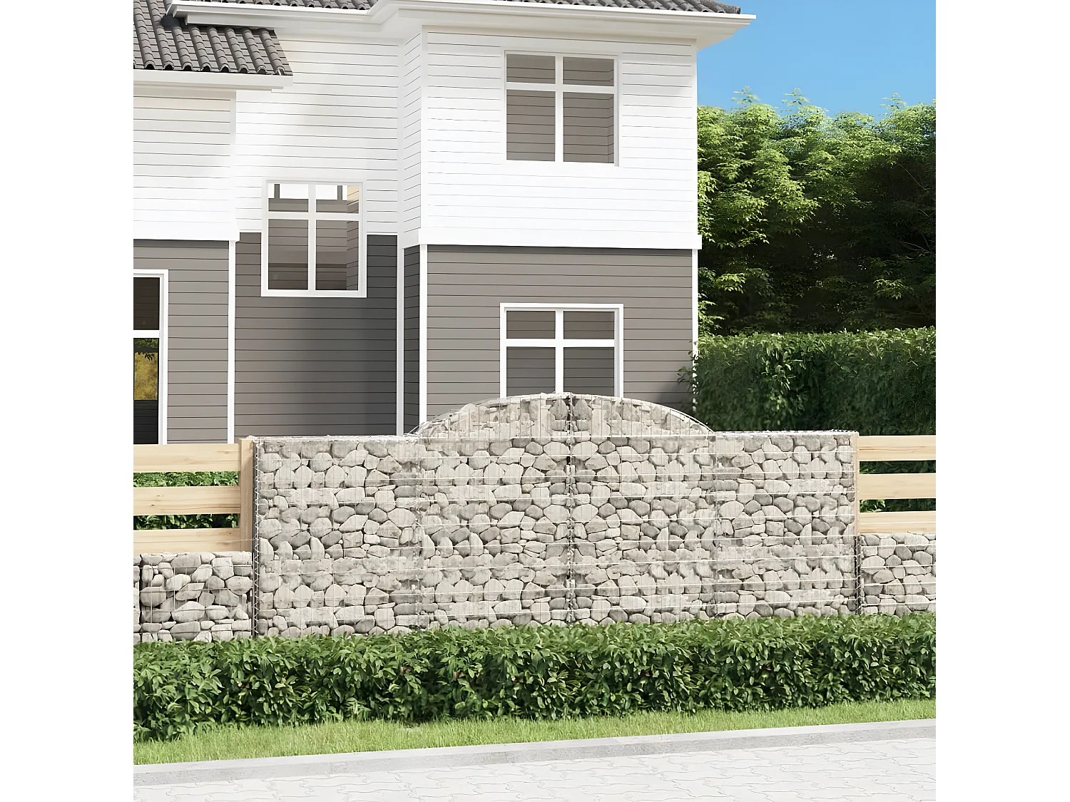 Paniers à gabions arqués 17 pièces 300x30x120/140 cm fer galvanisé