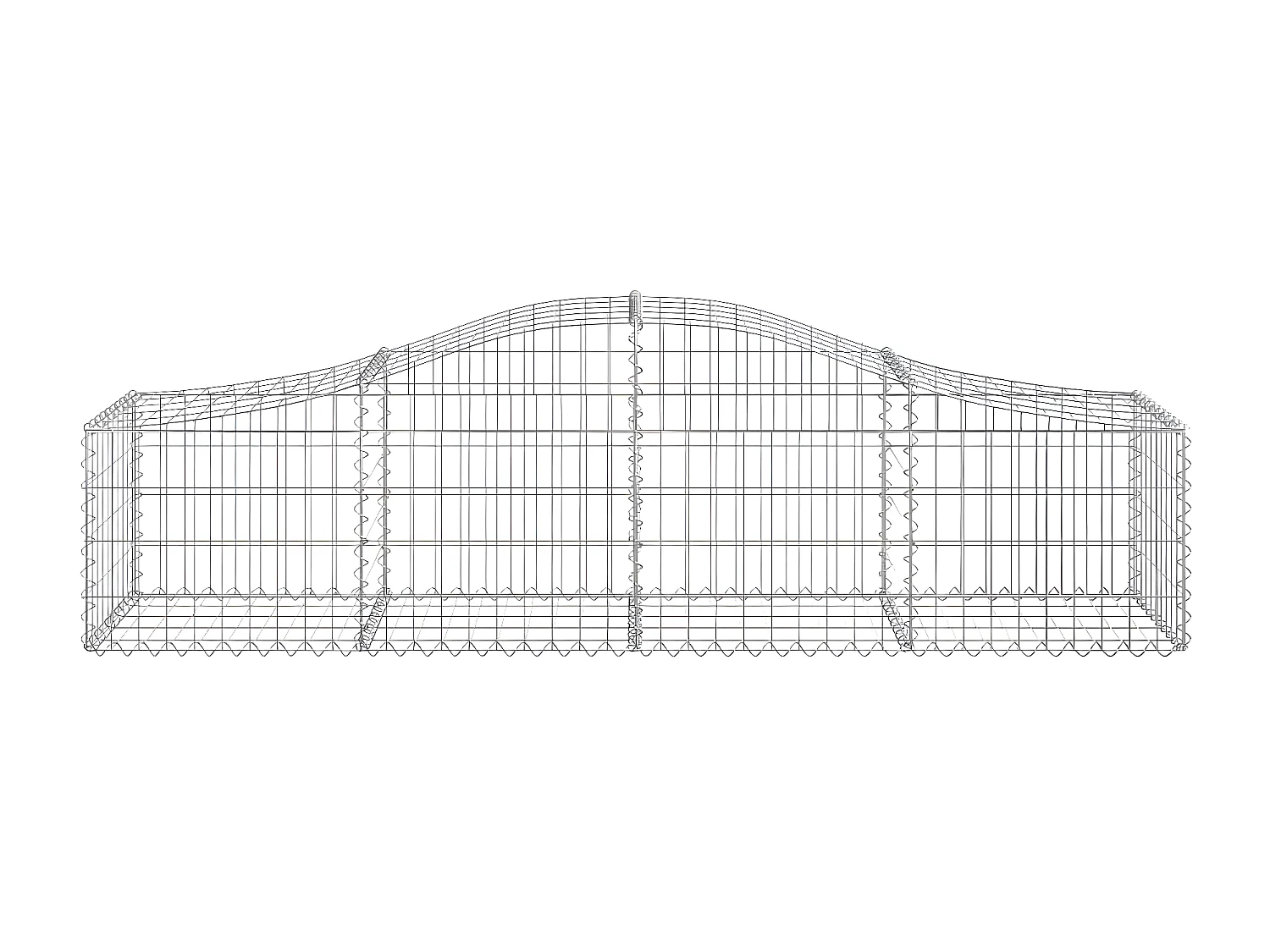 Cestos gabião arqueados 40peças 200x50x40/60 cm ferro galvanizado