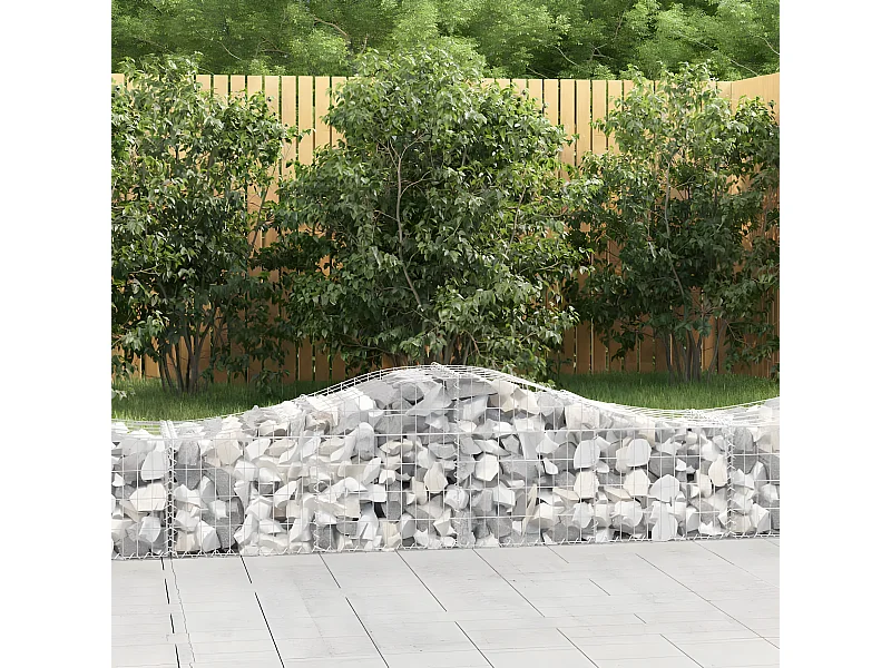 Paniers à gabions arqués 40 pièces 200x50x40/60 cm fer galvanisé