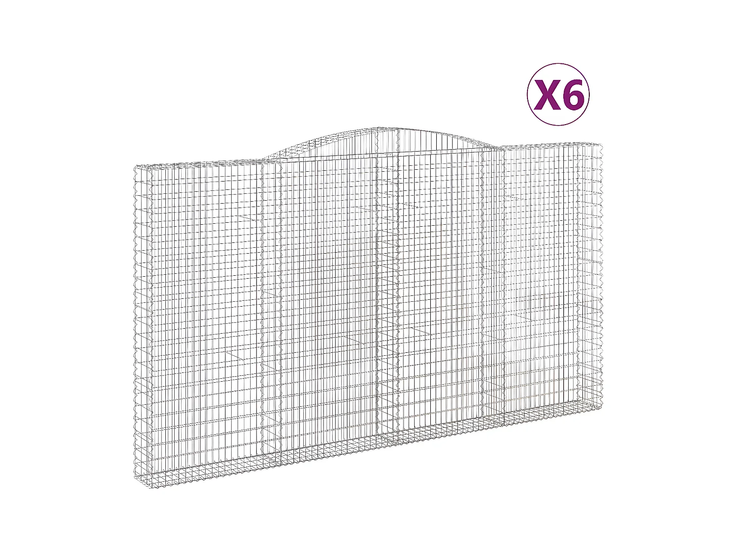 Cestas de gaviones 6 unidades forma de arco hierro 400x30x220/240 cm