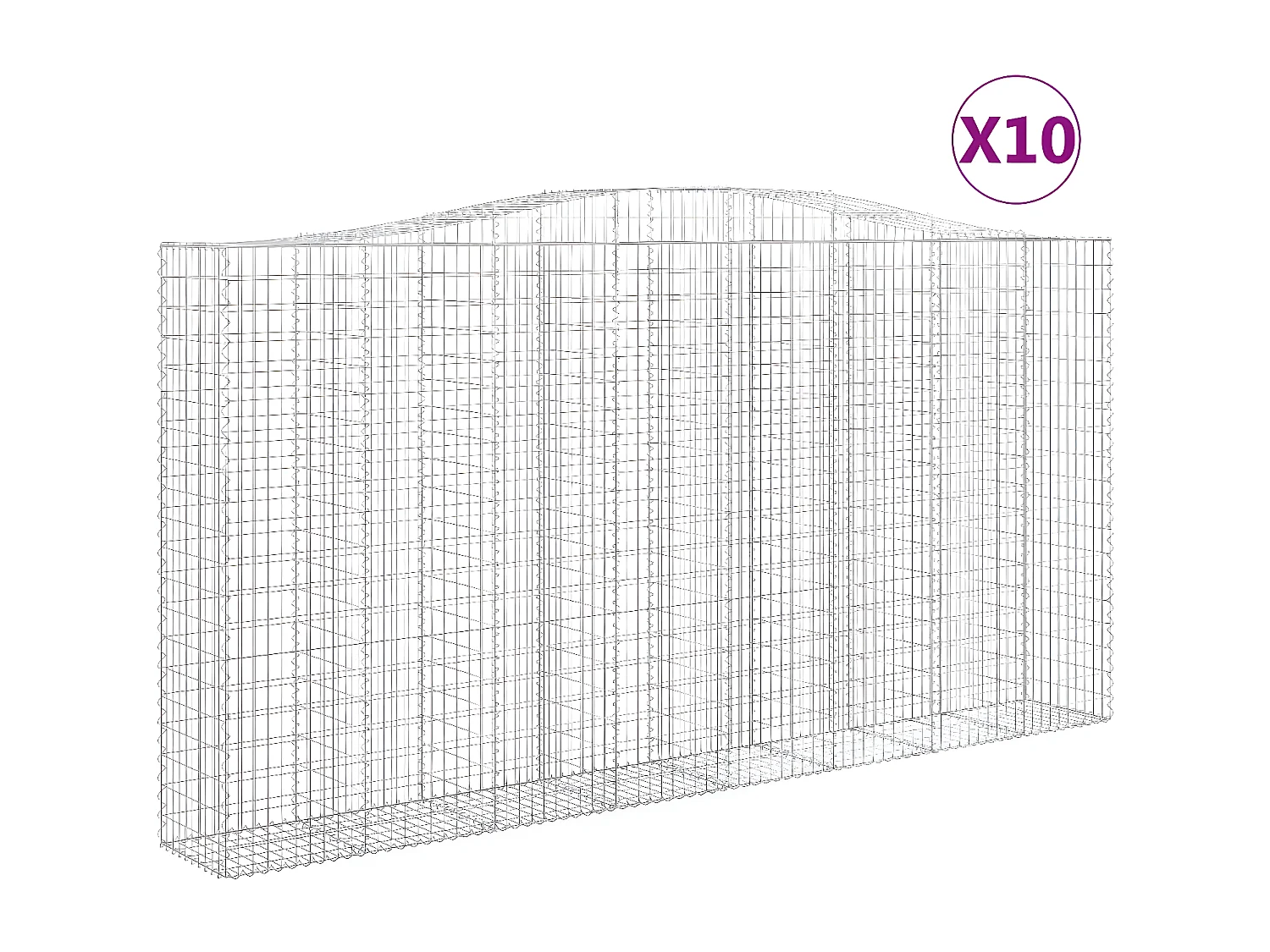 Paniers à gabions arqués 10 pièces 400x50x200/220 cm Fer galvanisé