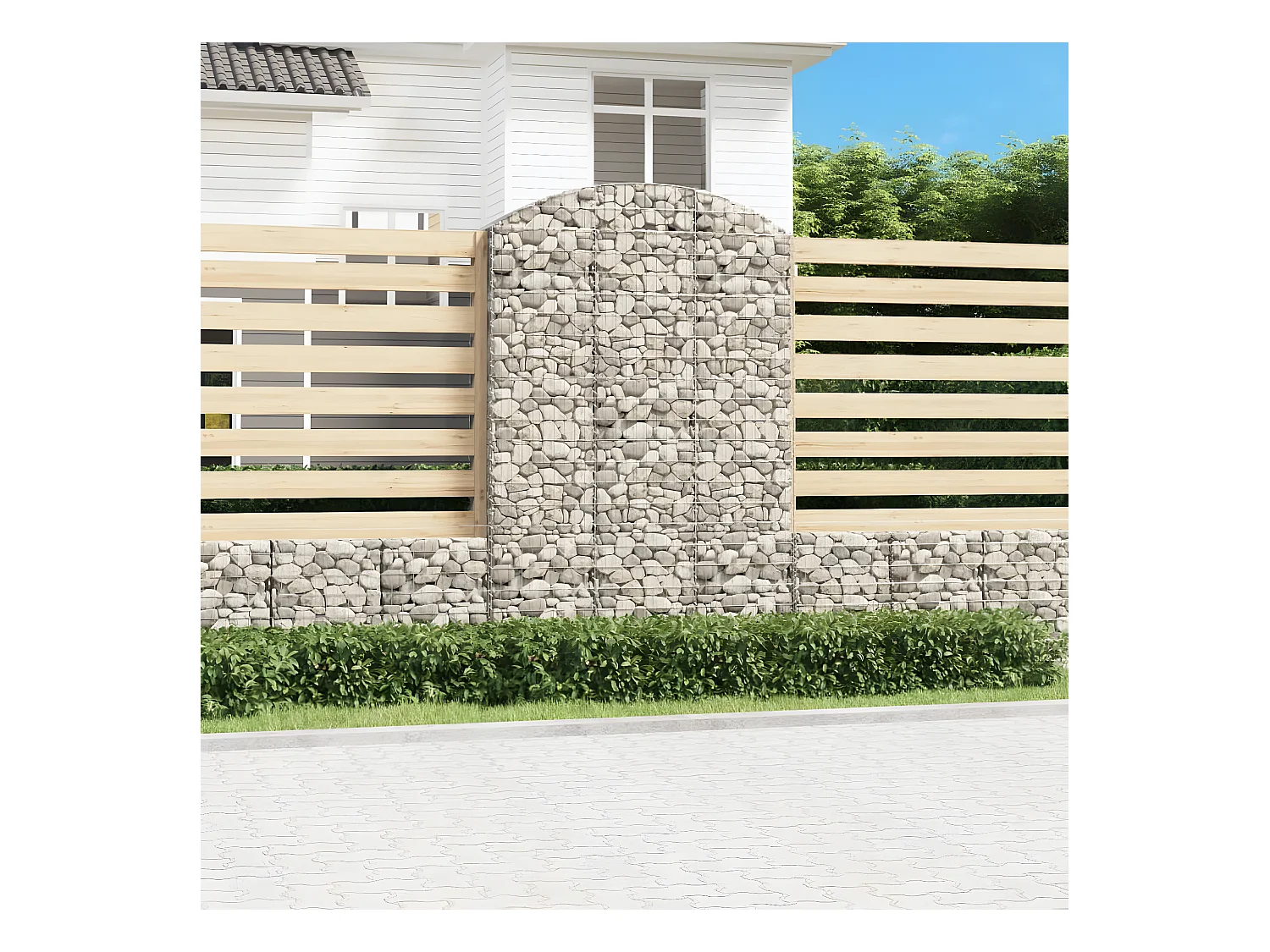 Panier de gabions arqué 150x50x220/240 cm Fer galvanisé