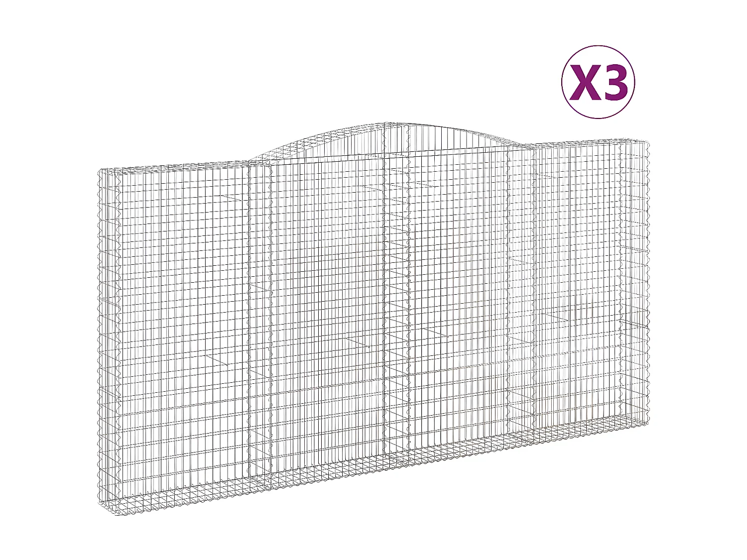 Cestos gabião arqueados 3peças 400x30x200/220cm ferro galvanizado