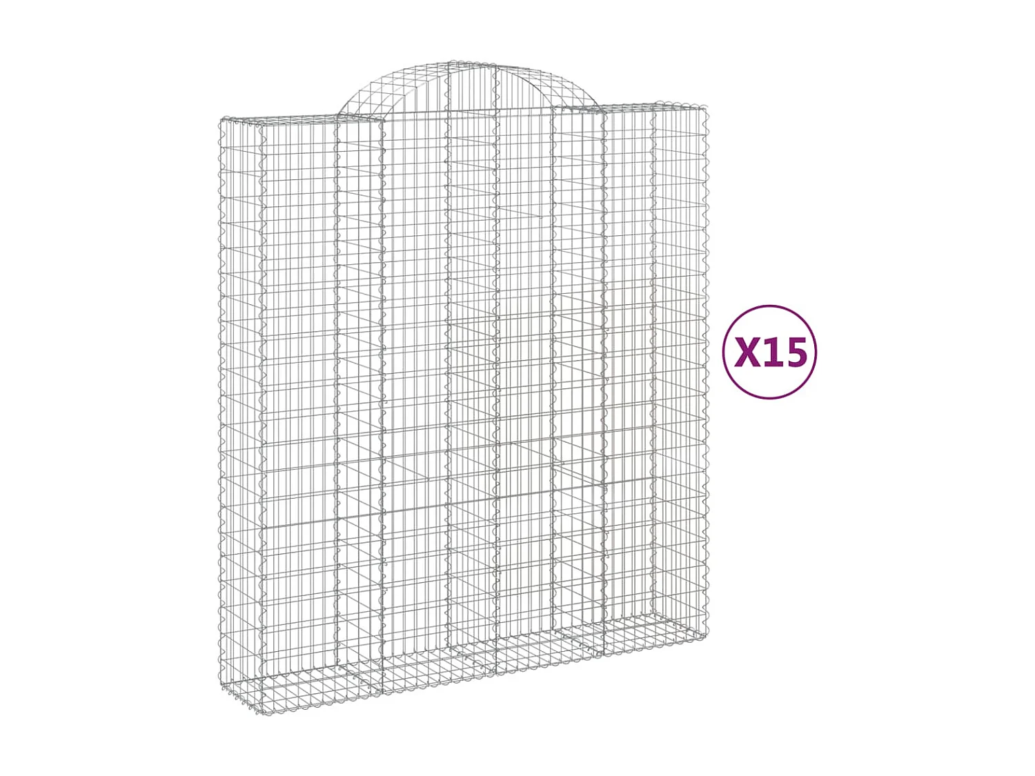 Paniers à gabions arqués 15 pièces 200x50x220/240 cm Fer galvanisé